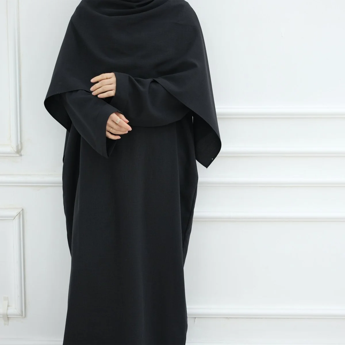 Modest Luxury Robe Dress Set | Premium Muslim Solid Color Two-Piece Abaya (MA249) - Image 15