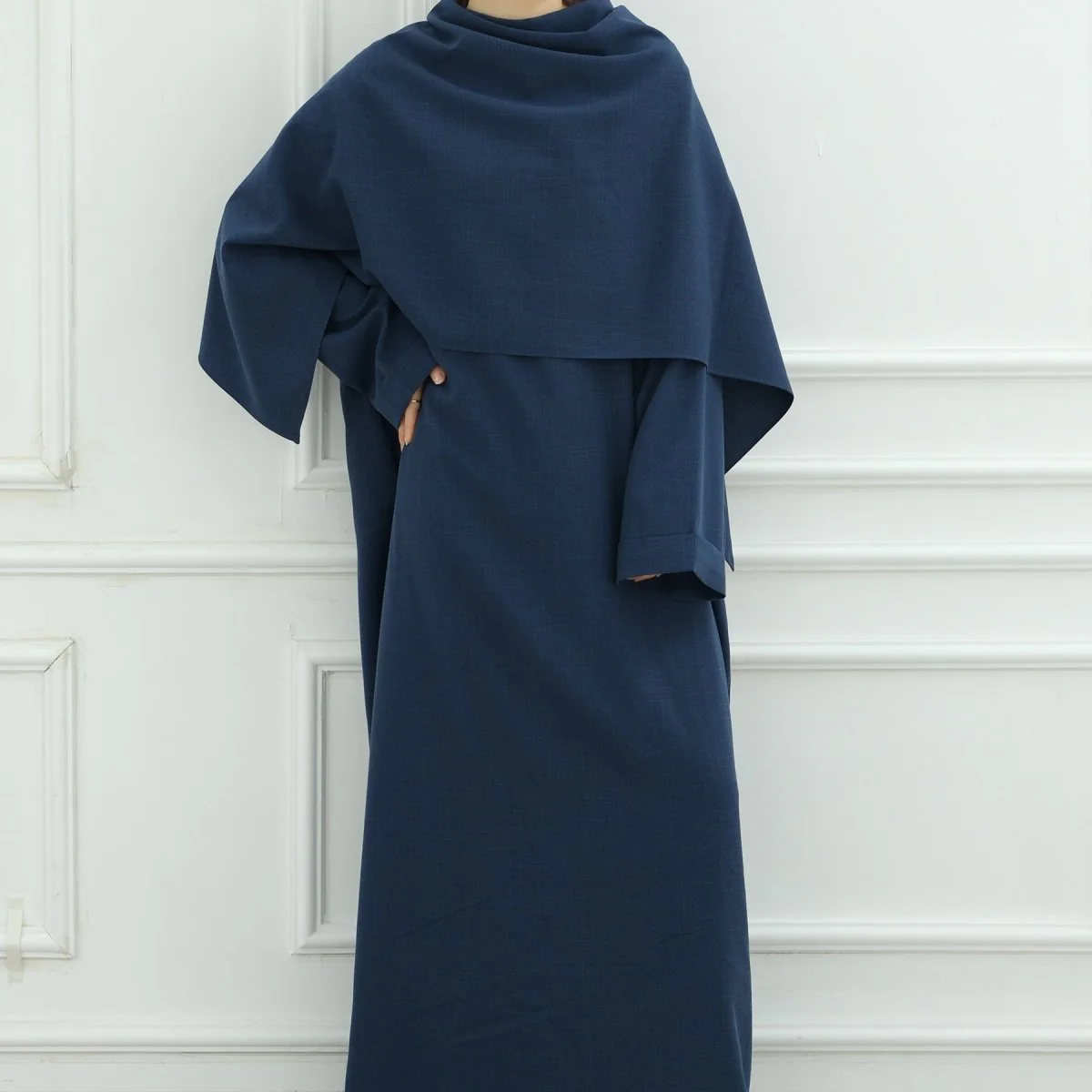 Modest Luxury Robe Dress Set | Premium Muslim Solid Color Two-Piece Abaya (MA249) - Image 16