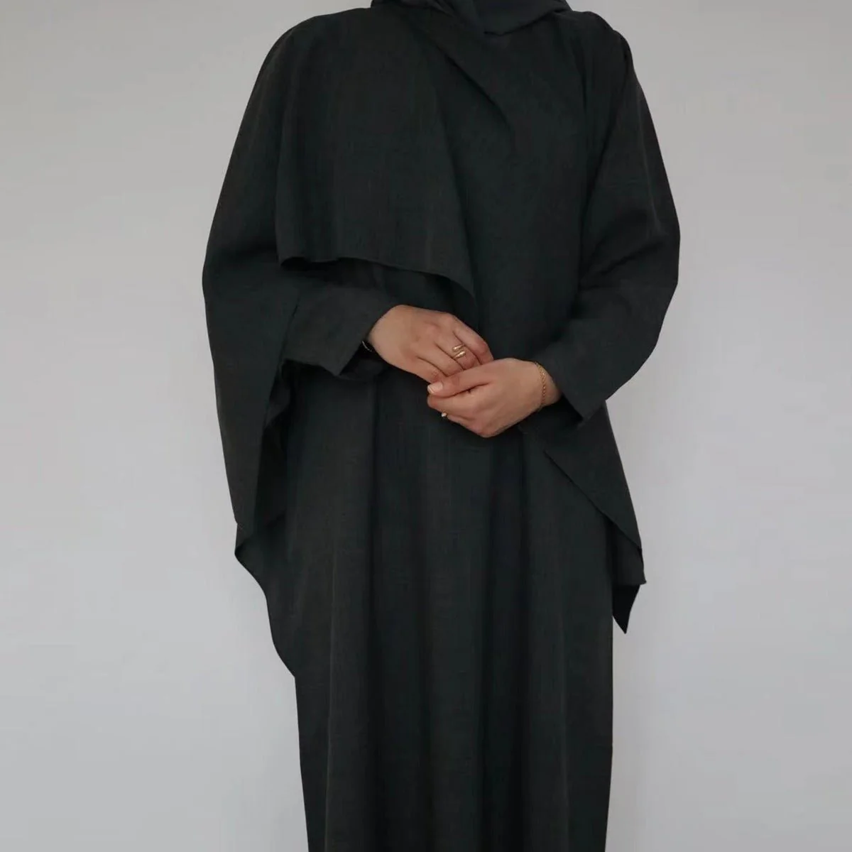 Modest Luxury Robe Dress Set | Premium Muslim Solid Color Two-Piece Abaya (MA249) - Image 5