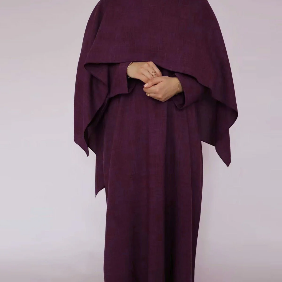 Modest Luxury Robe Dress Set | Premium Muslim Solid Color Two-Piece Abaya (MA249) - Image 8