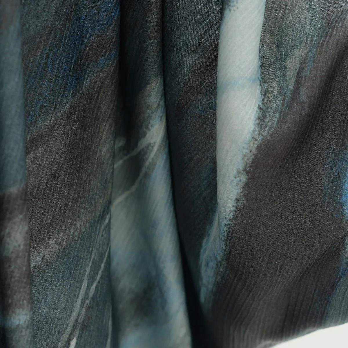 Modest Luxury Watercolor Print Cardigan Abaya | Blue-Grey Abstract Art Robe with Flowing Silhouette (MOA172) - Image 10