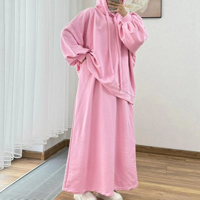 Modest Muslim Casual Wear Hooded Set | Long Sleeve Jacket & Maxi Skirt (MS095) - Image 26