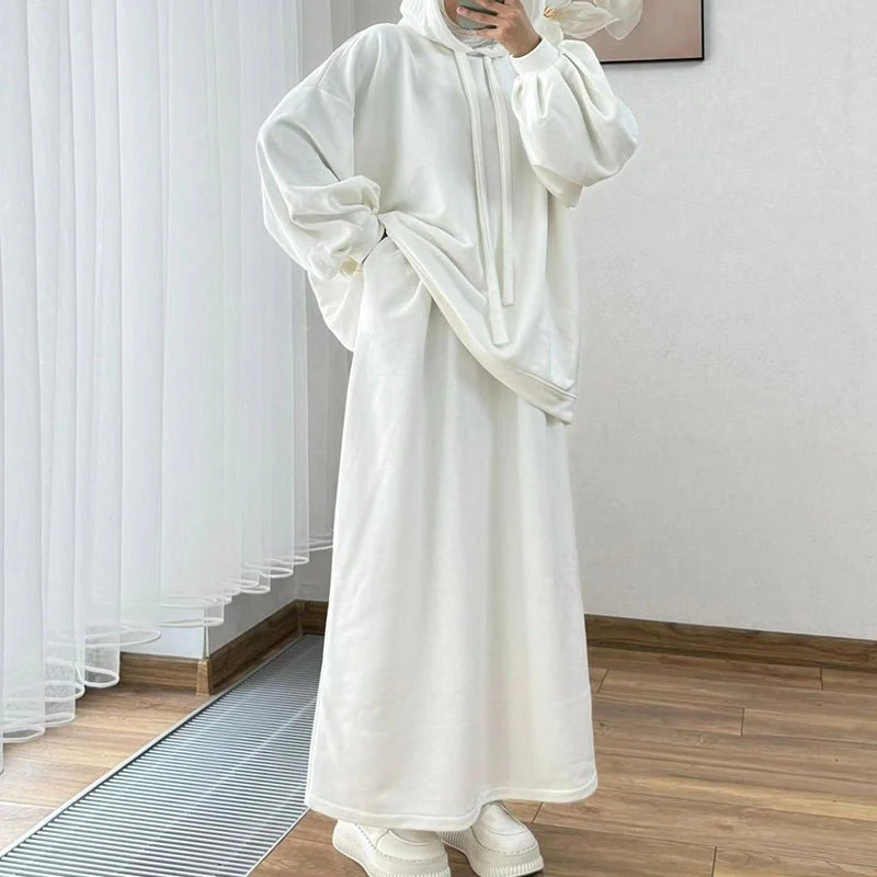 Modest Muslim Casual Wear Hooded Set | Long Sleeve Jacket & Maxi Skirt (MS095) - Image 27
