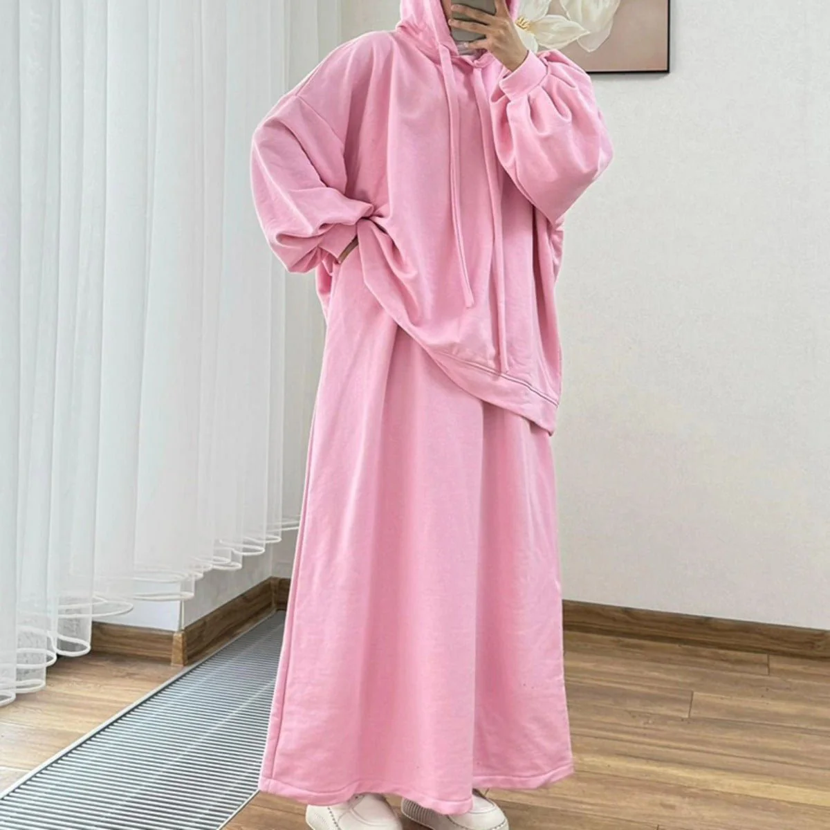 Modest Muslim Casual Wear Hooded Set | Long Sleeve Jacket & Maxi Skirt (MS095) - Image 8