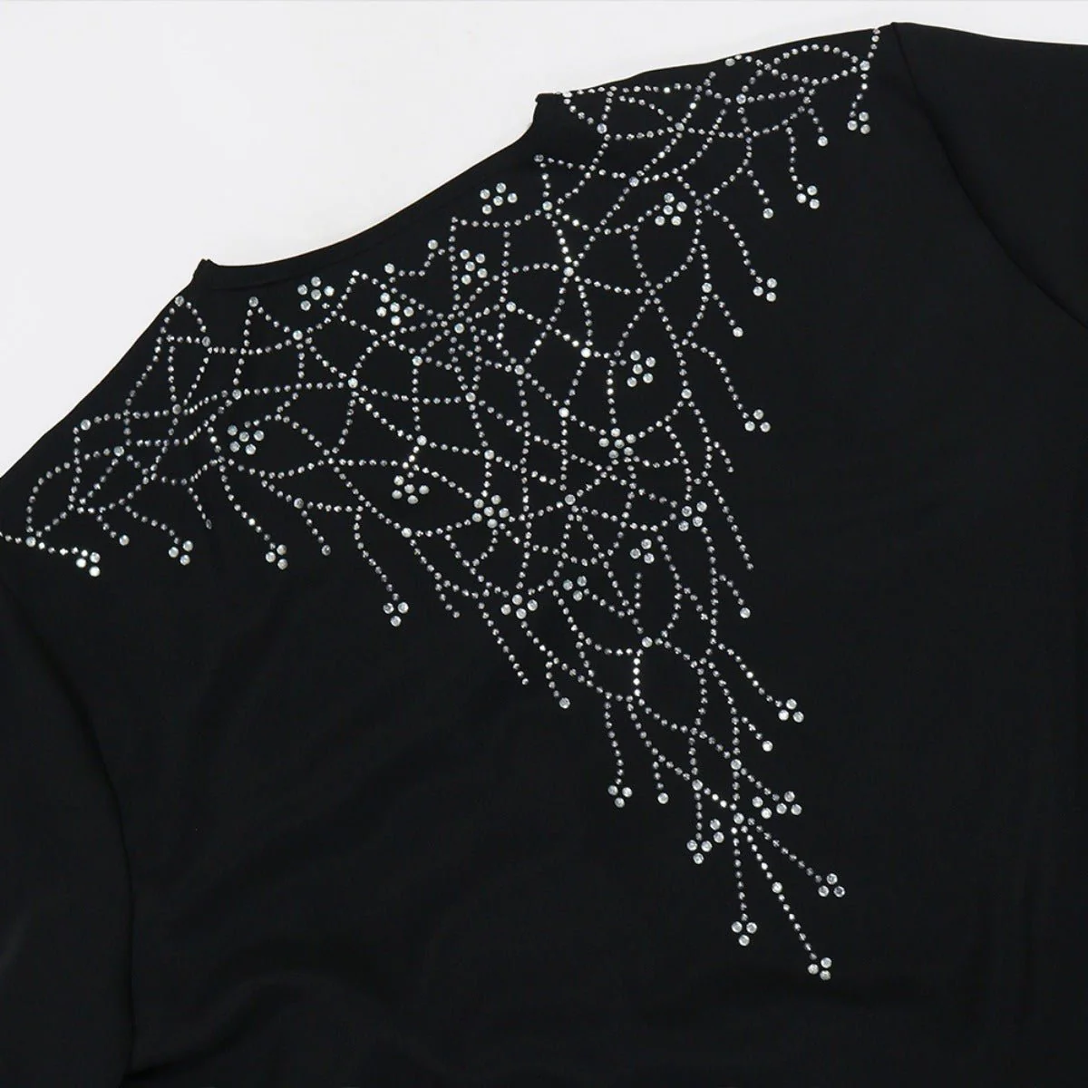 Modest Muslim Loose Fit Black Diamond Embellished V-Neck Abaya Dress(MOA208) - Image 10