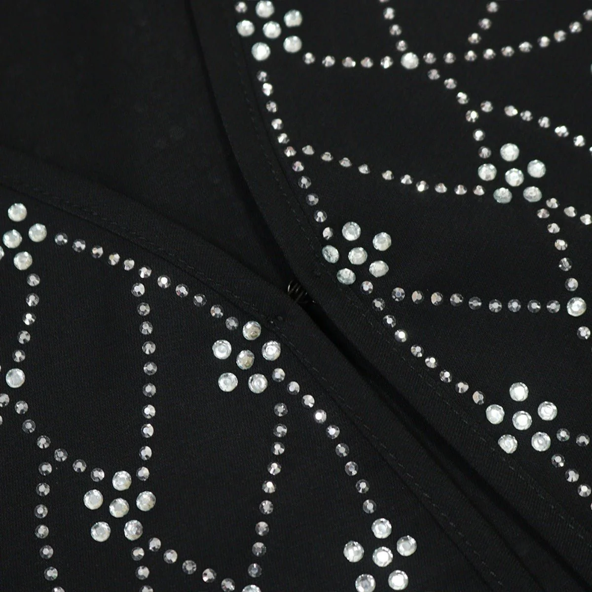 Modest Muslim Loose Fit Black Diamond Embellished V-Neck Abaya Dress(MOA208) - Image 8