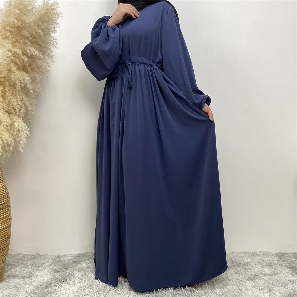 Modest Muslim Stretch Sleeve Front Zipper A-shaped Swing Pendulum Abaya (MA175) - Image 15