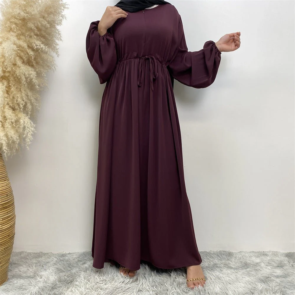 Modest Muslim Stretch Sleeve Front Zipper A-shaped Swing Pendulum Abaya (MA175) - Image 20