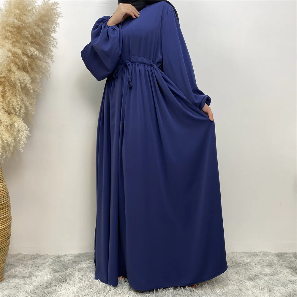 Modest Muslim Stretch Sleeve Front Zipper A-shaped Swing Pendulum Abaya (MA175) - Image 36