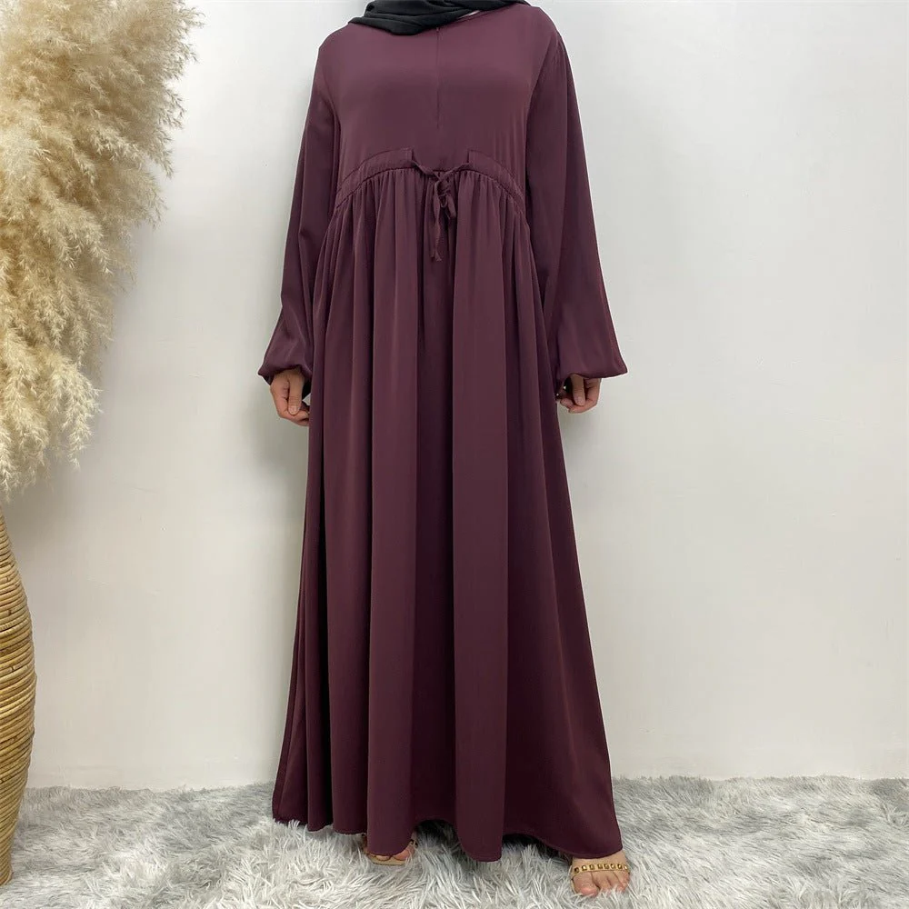 Modest Muslim Stretch Sleeve Front Zipper A-shaped Swing Pendulum Abaya (MA175) - Image 39