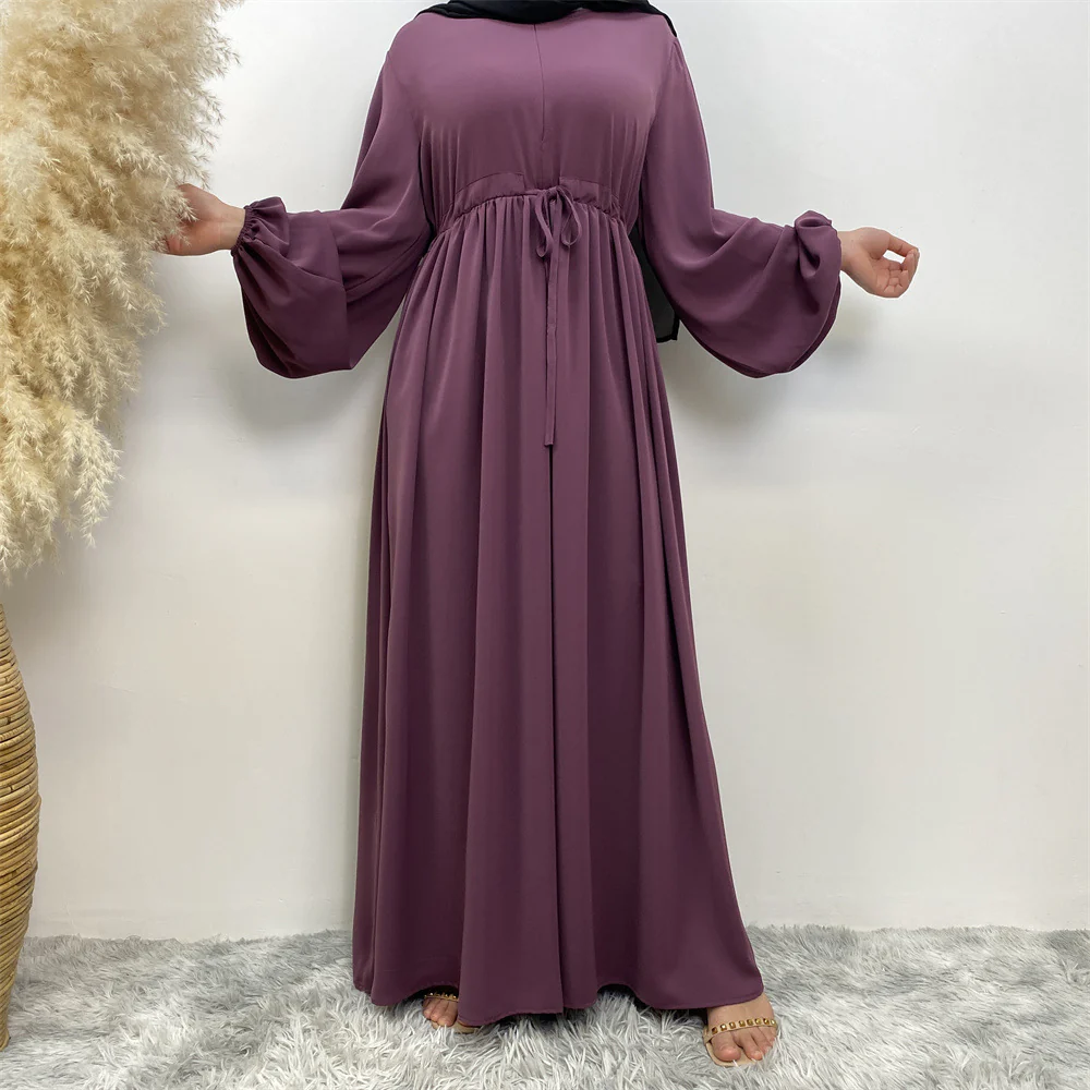 Modest Muslim Stretch Sleeve Front Zipper A-shaped Swing Pendulum Abaya (MA175) - Image 40