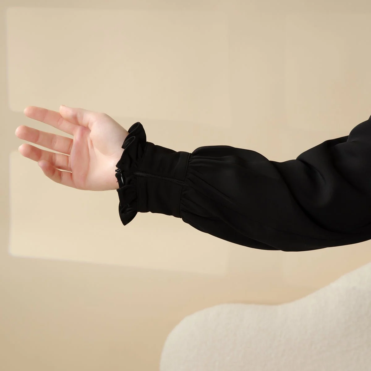 Modest Pullover Abaya with Palestinian Embroidery, Elegant Ruffled Cuff Maxi Dress (MA141) - Image 7