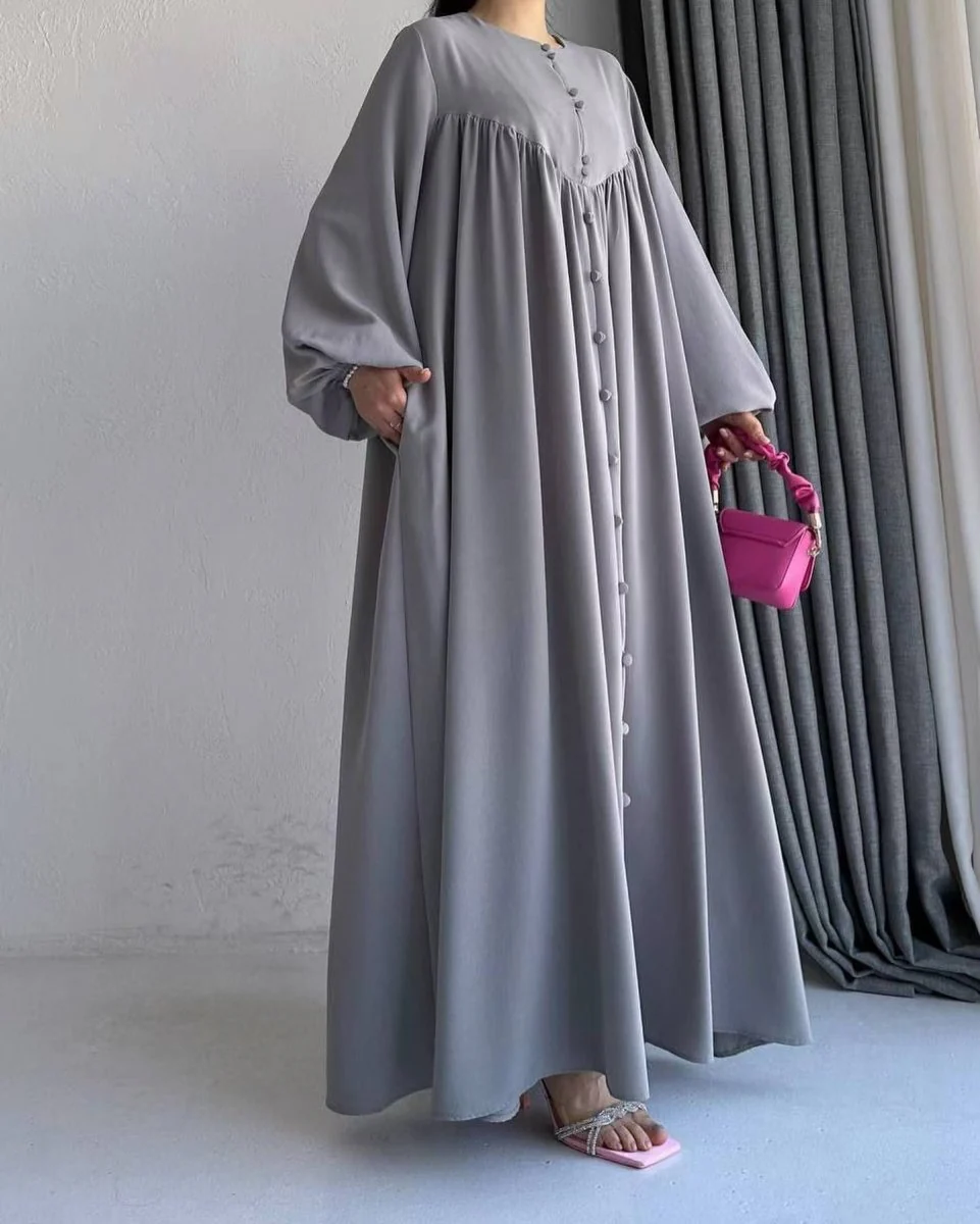 Modest Swinging sleeve Button-down Muslim Abaya (MA174) - Image 11