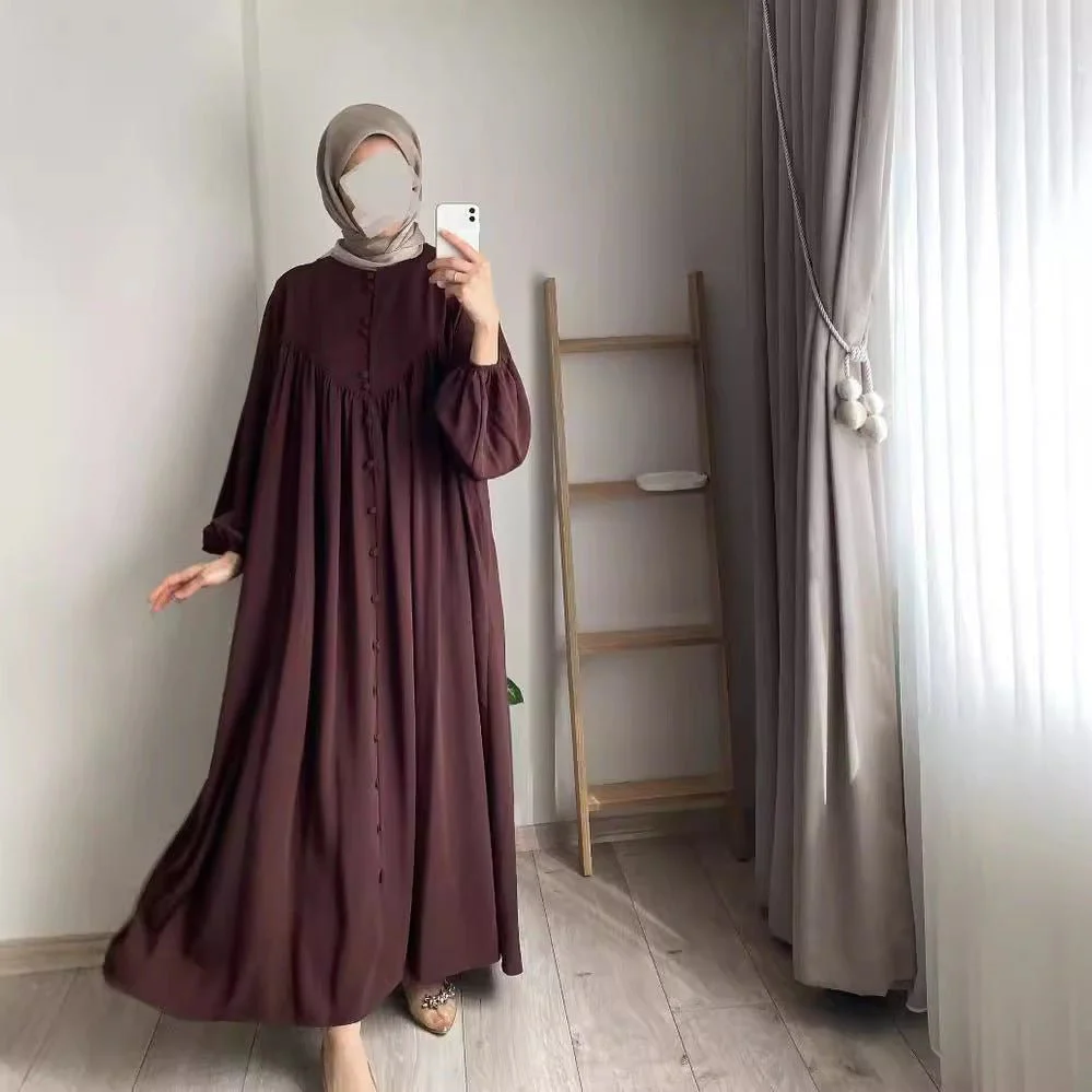 Modest Swinging sleeve Button-down Muslim Abaya (MA174) - Image 4