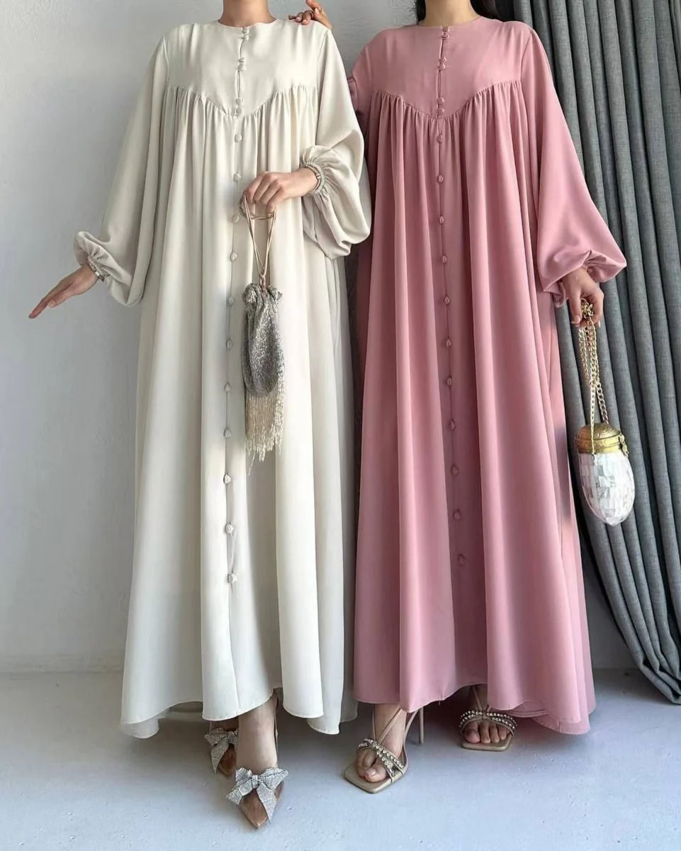 Modest Swinging sleeve Button-down Muslim Abaya (MA174) - Image 5