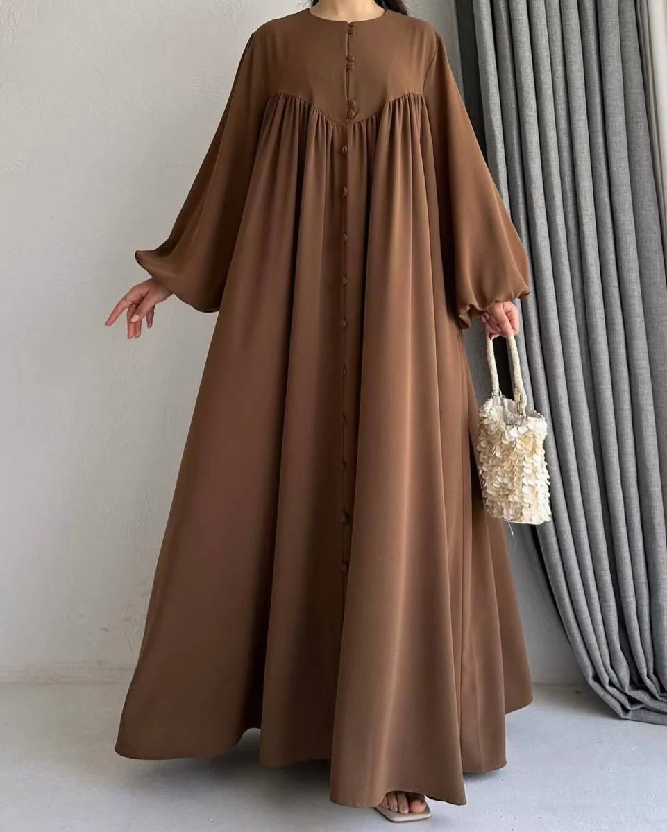 Modest Swinging sleeve Button-down Muslim Abaya (MA174) - Image 7