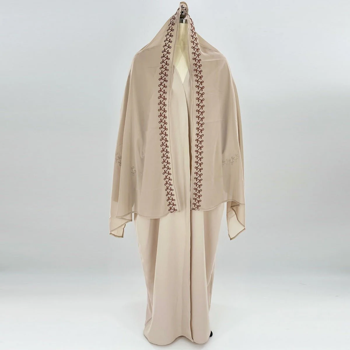 Moonlight Embroidered Abaya Set | Batwing Sleeve Robe with Matching Hijab (MOA183) - Image 8