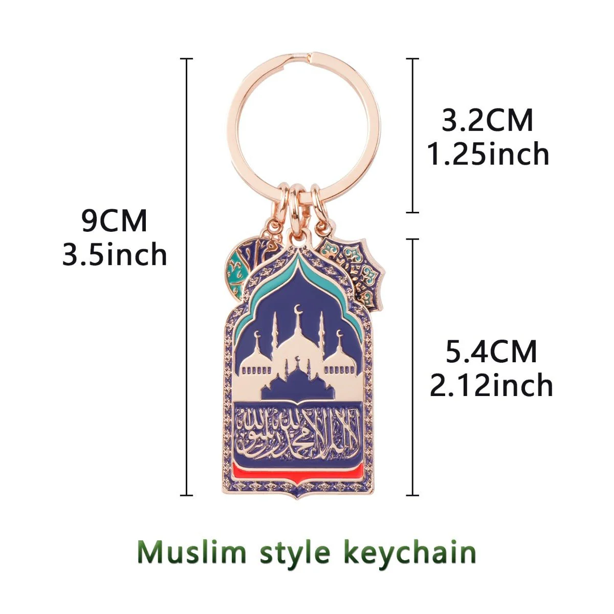 Mosque Keychain Car Hanger | Rose Gold Islamic Prayer Beads with Blue Enamel Mosque Charm(MAC254) - Image 2