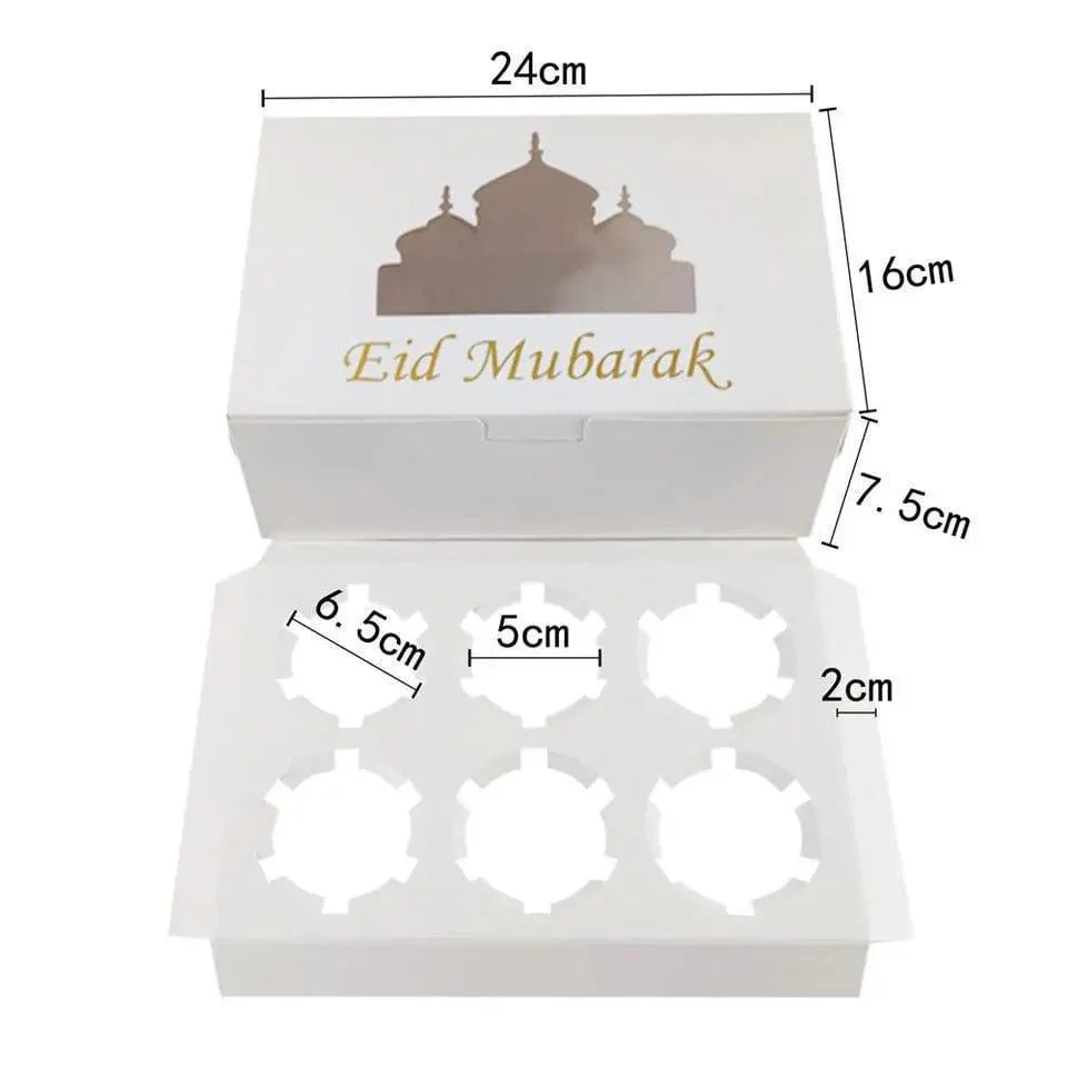MR017 EID Mubarak  Cupcake Box , Gift Box 6 holes - Image 4