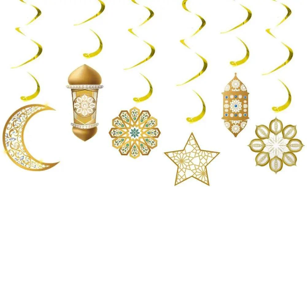 MR019 Eid Mubarak Spiral Banner,Ramadan Home Decor, 6 pcs - Image 3