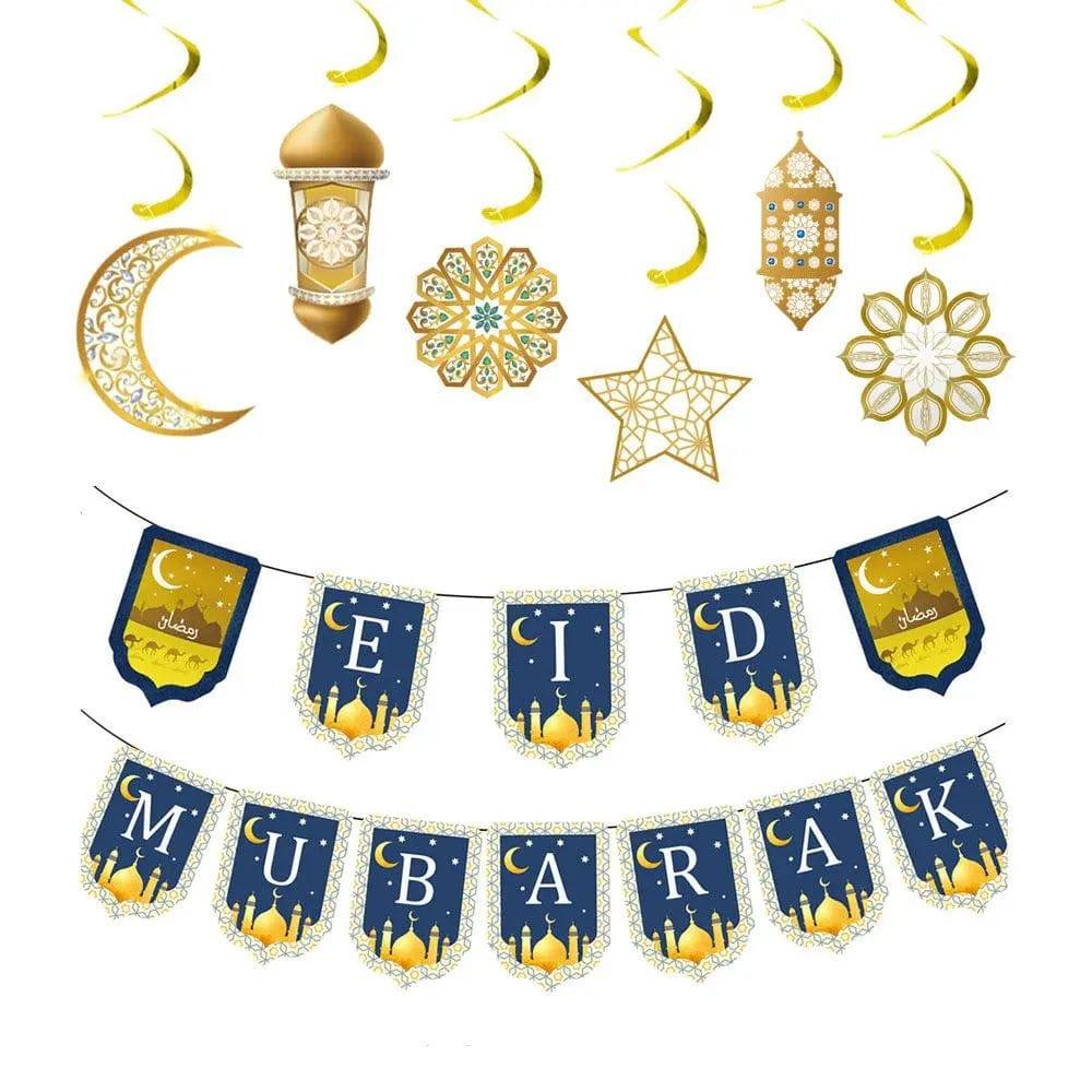 MR019 Eid Mubarak Spiral Banner,Ramadan Home Decor, 6 pcs - Image 4