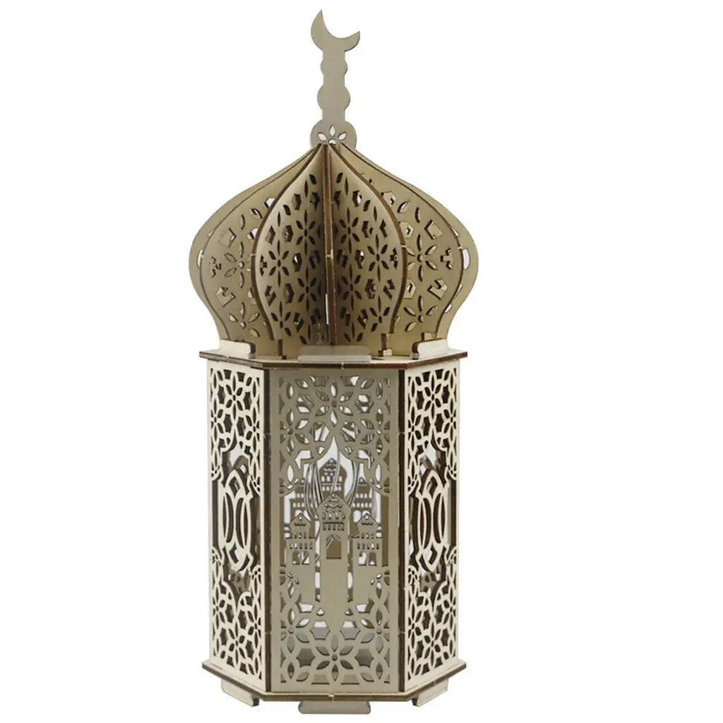 MR023 Eid Mubarak LED Wooden Lantern Ramadan Decoration - Image 3