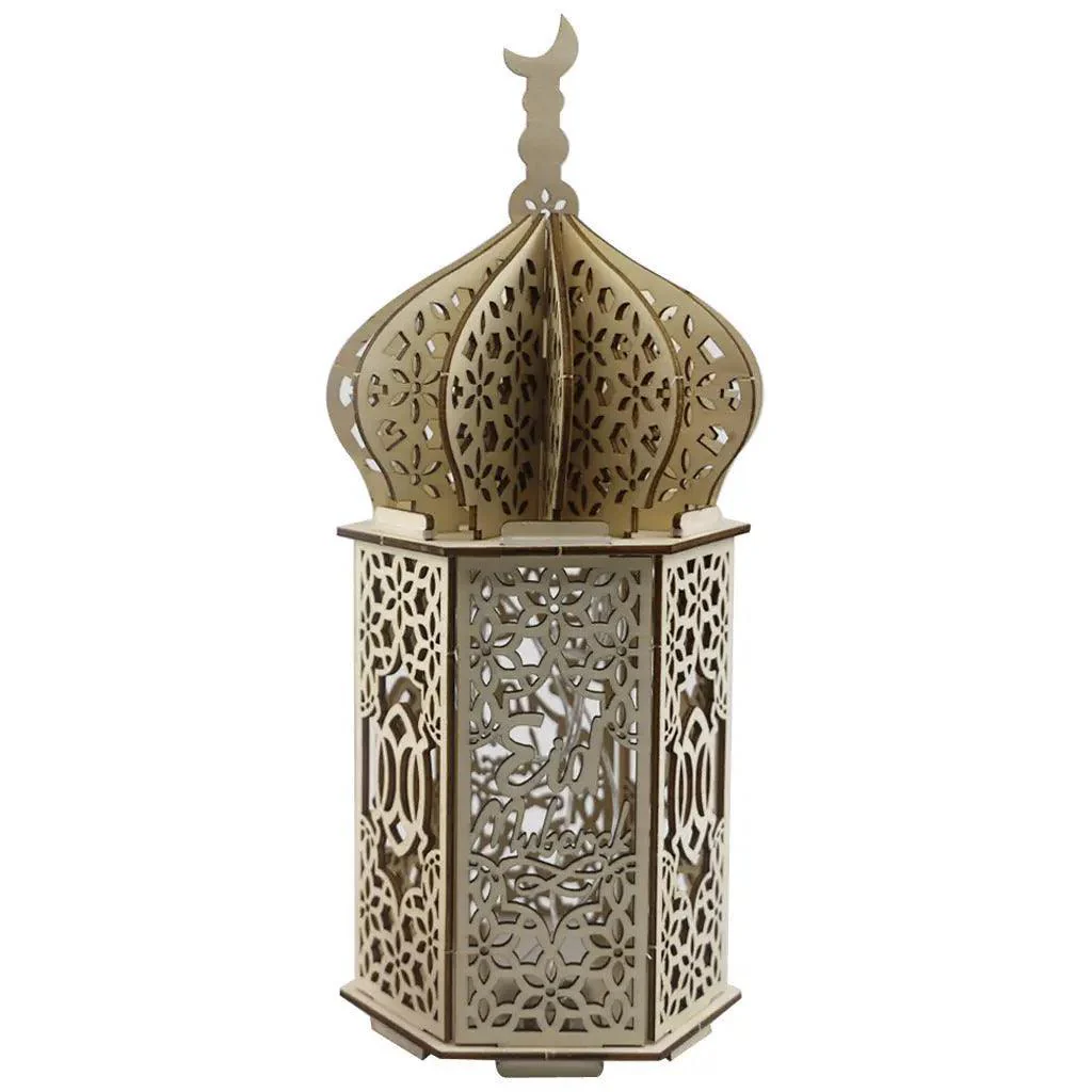 MR023 Eid Mubarak LED Wooden Lantern Ramadan Decoration - Image 5