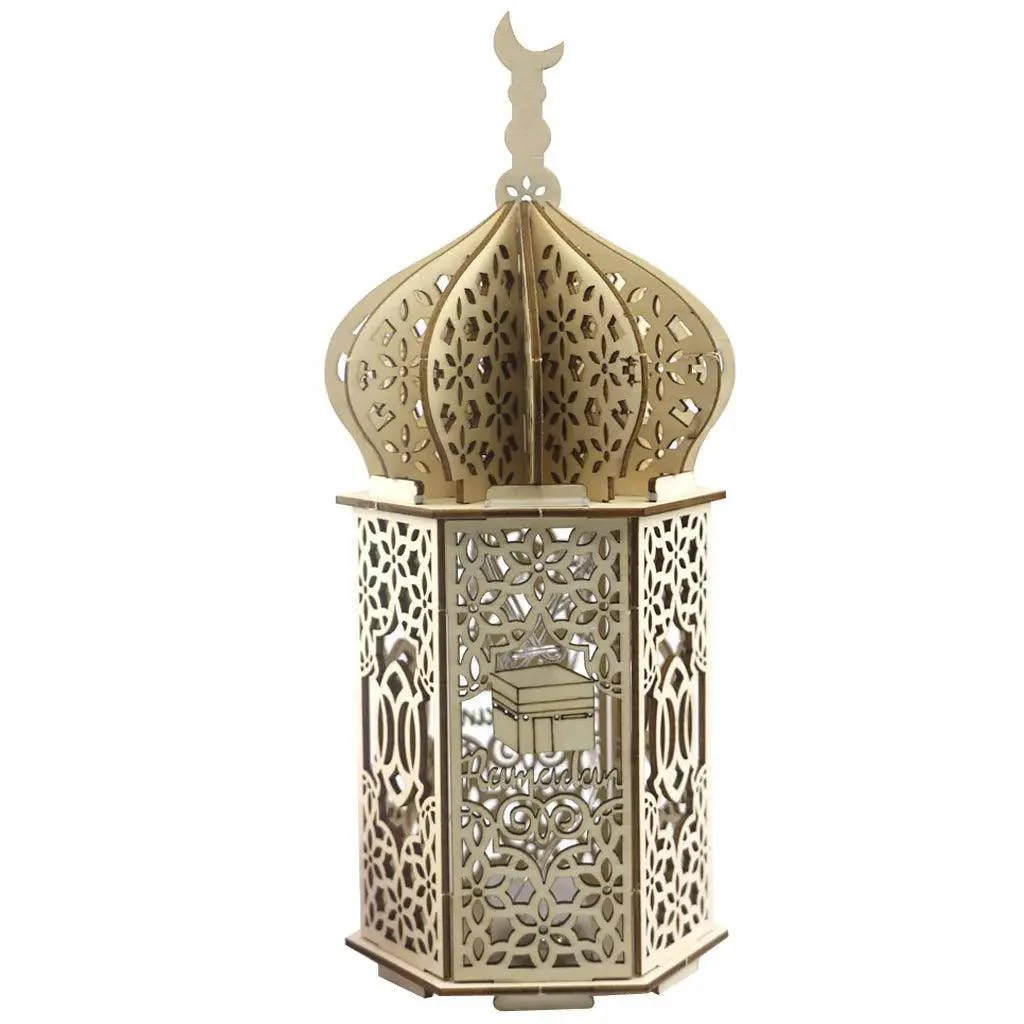 MR023 Eid Mubarak LED Wooden Lantern Ramadan Decoration - Image 6