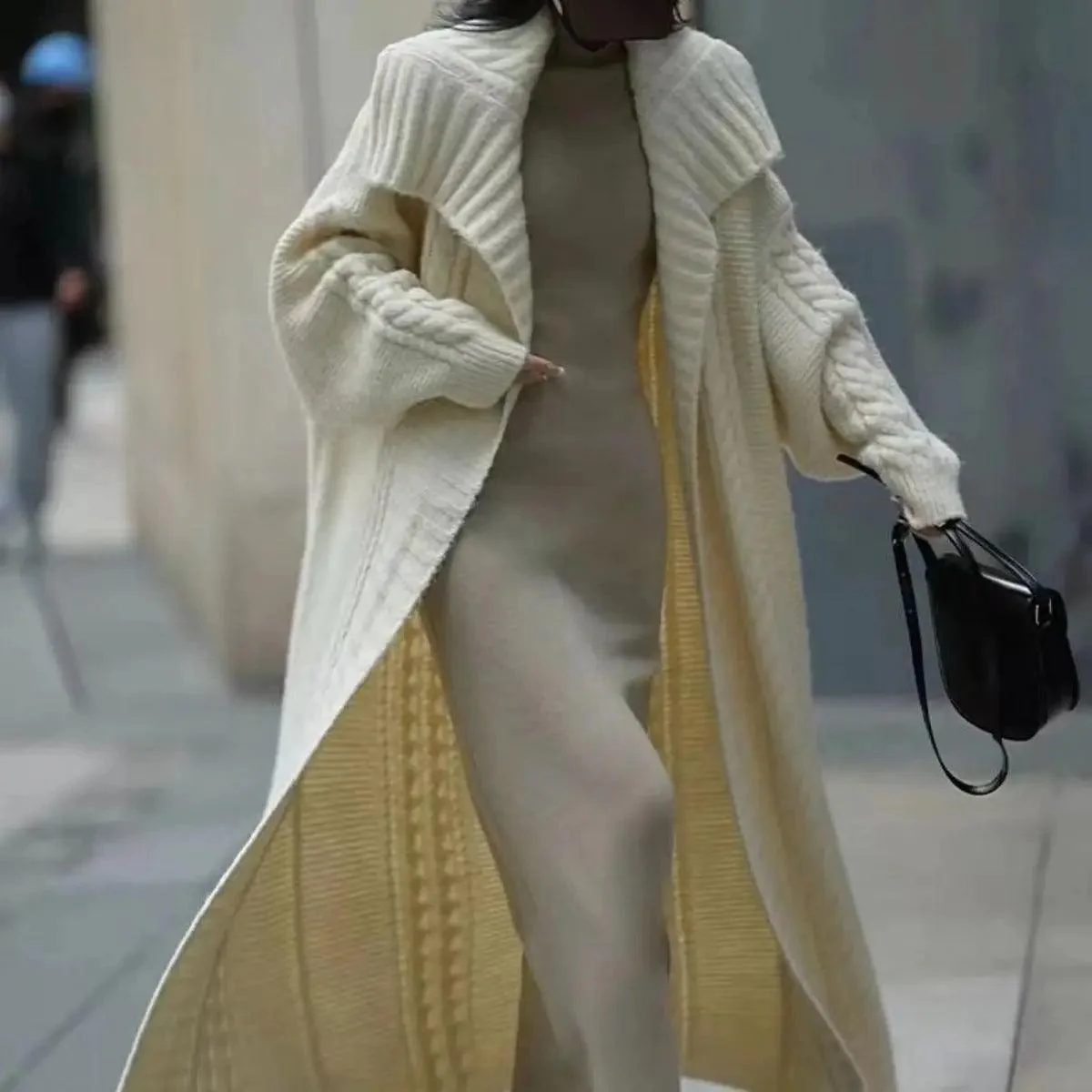 MS002 Open Front Long Sleeve Loose Sweater Cardigan Coats - Image 3