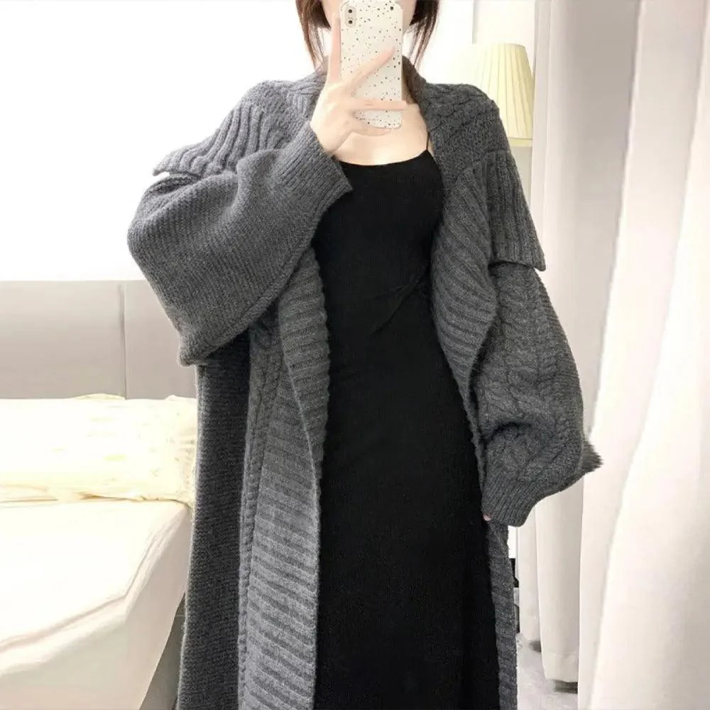 MS002 Open Front Long Sleeve Loose Sweater Cardigan Coats - Image 6