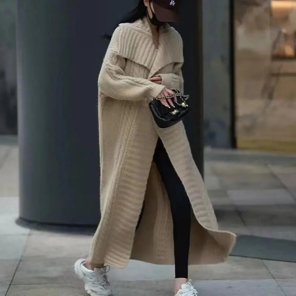 MS002 Open Front Long Sleeve Loose Sweater Cardigan Coats - Image 9