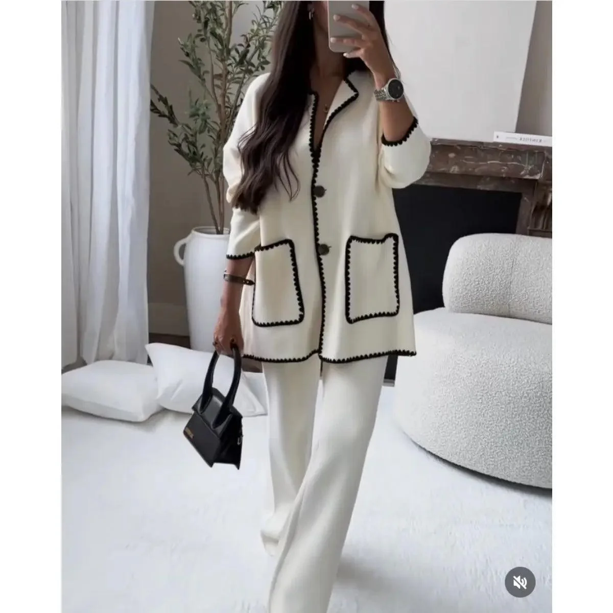 MS004  Fall Chunky Knit Cardigan Sweaters Casual Open Front Set - Image 6