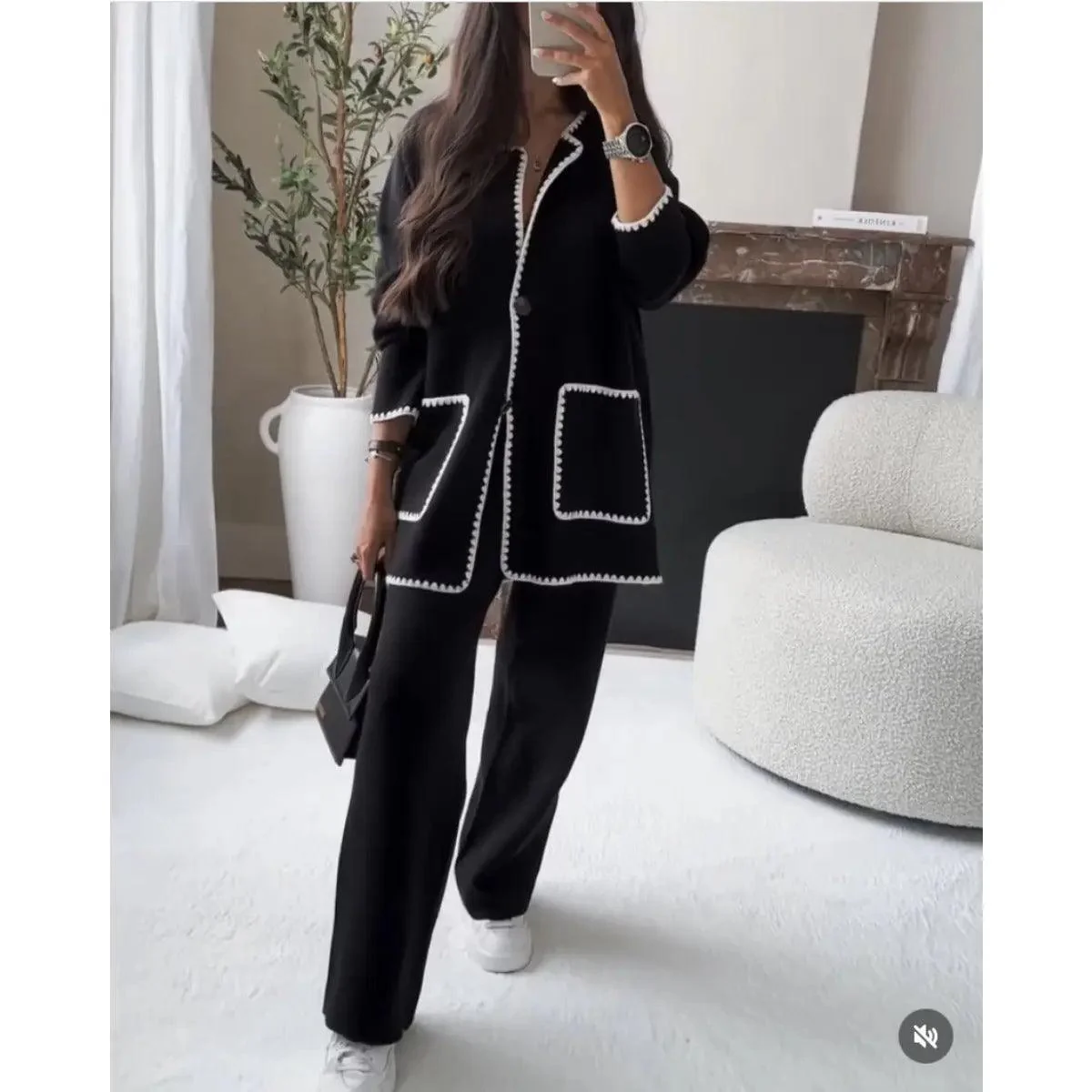 MS004  Fall Chunky Knit Cardigan Sweaters Casual Open Front Set - Image 8