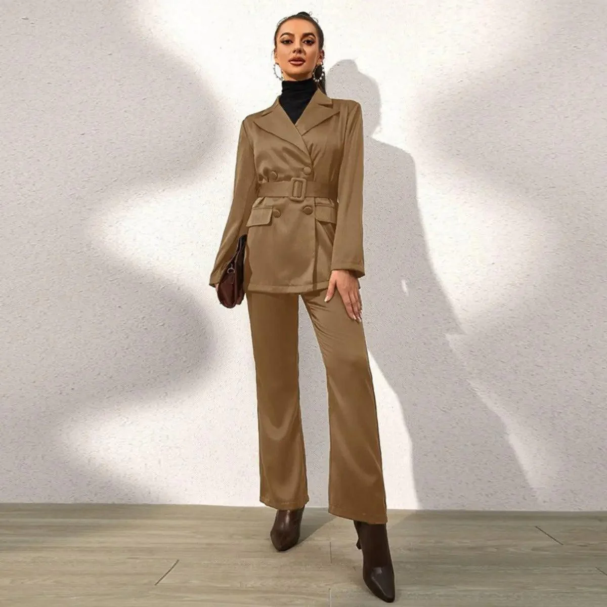 MS012 Formal Four Piece Office Lady Suit Set Work Blazer Jacket Pant - Image 3