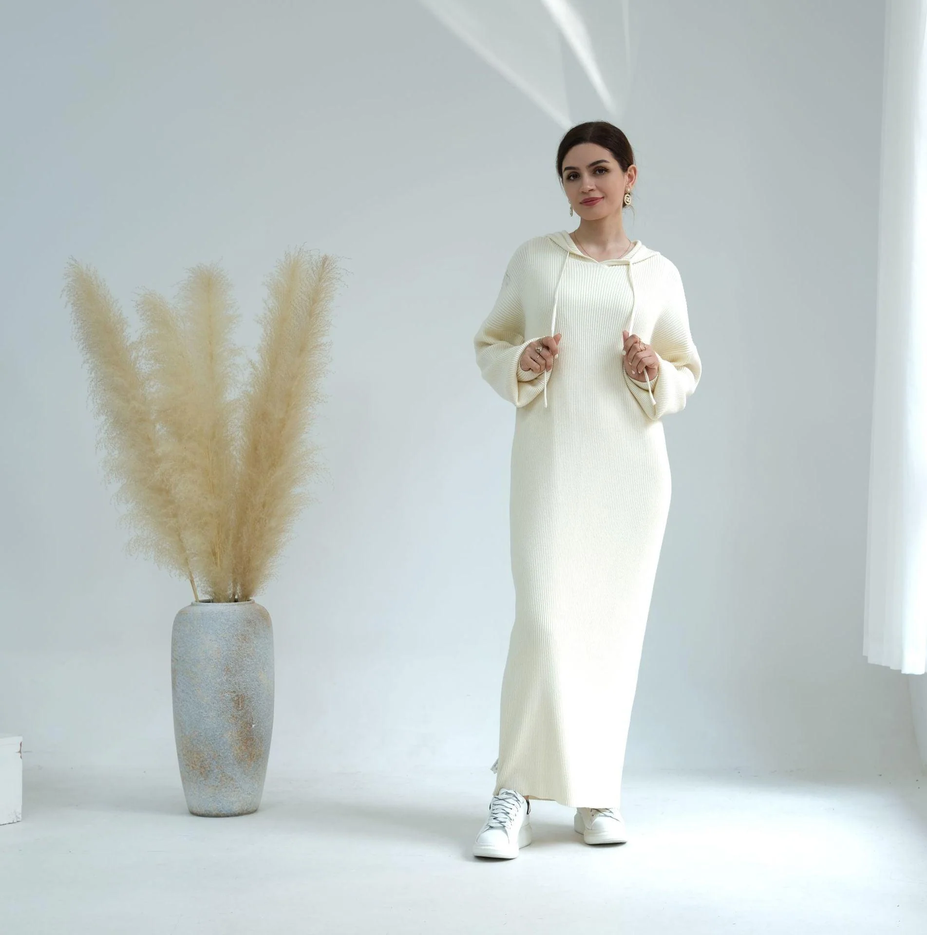 MS027 Winter Thickened Knit Loose Sweater Dress - Image 3