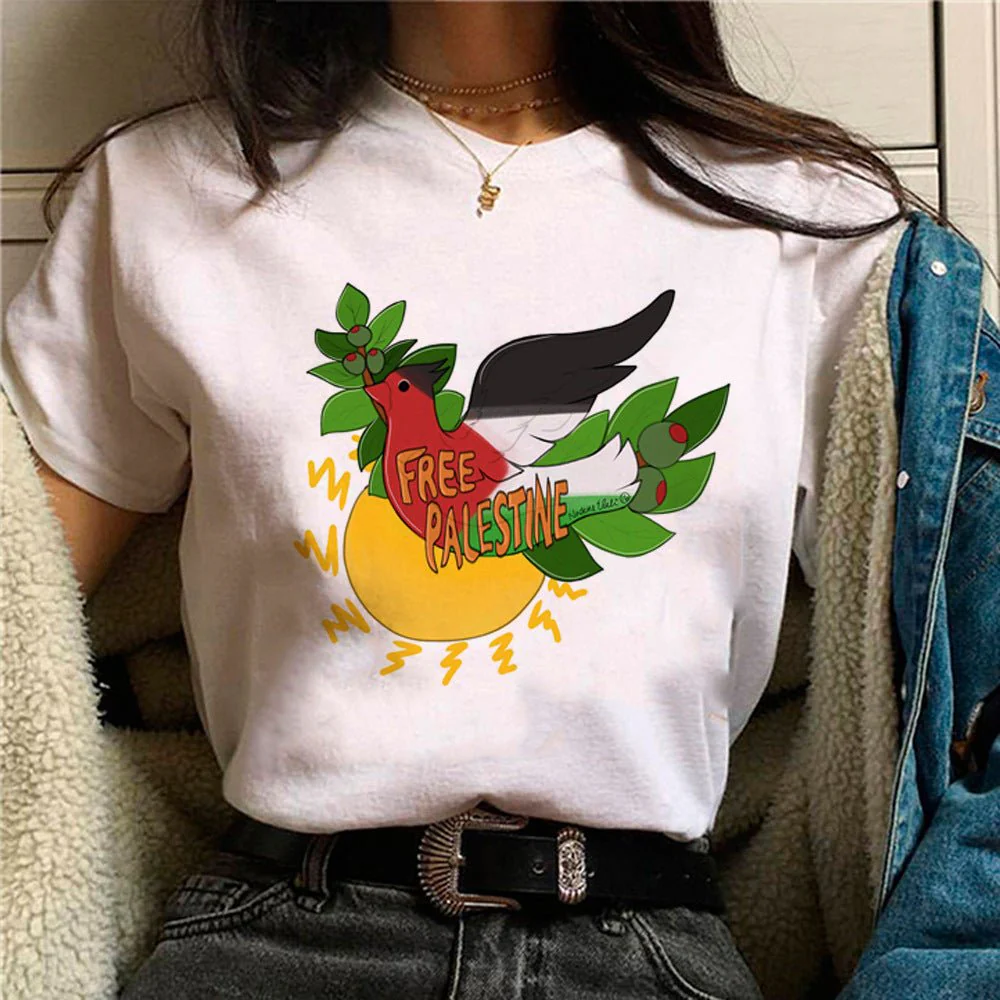 MS034 Free Palestine Printed Casual T-shirt - Image 12