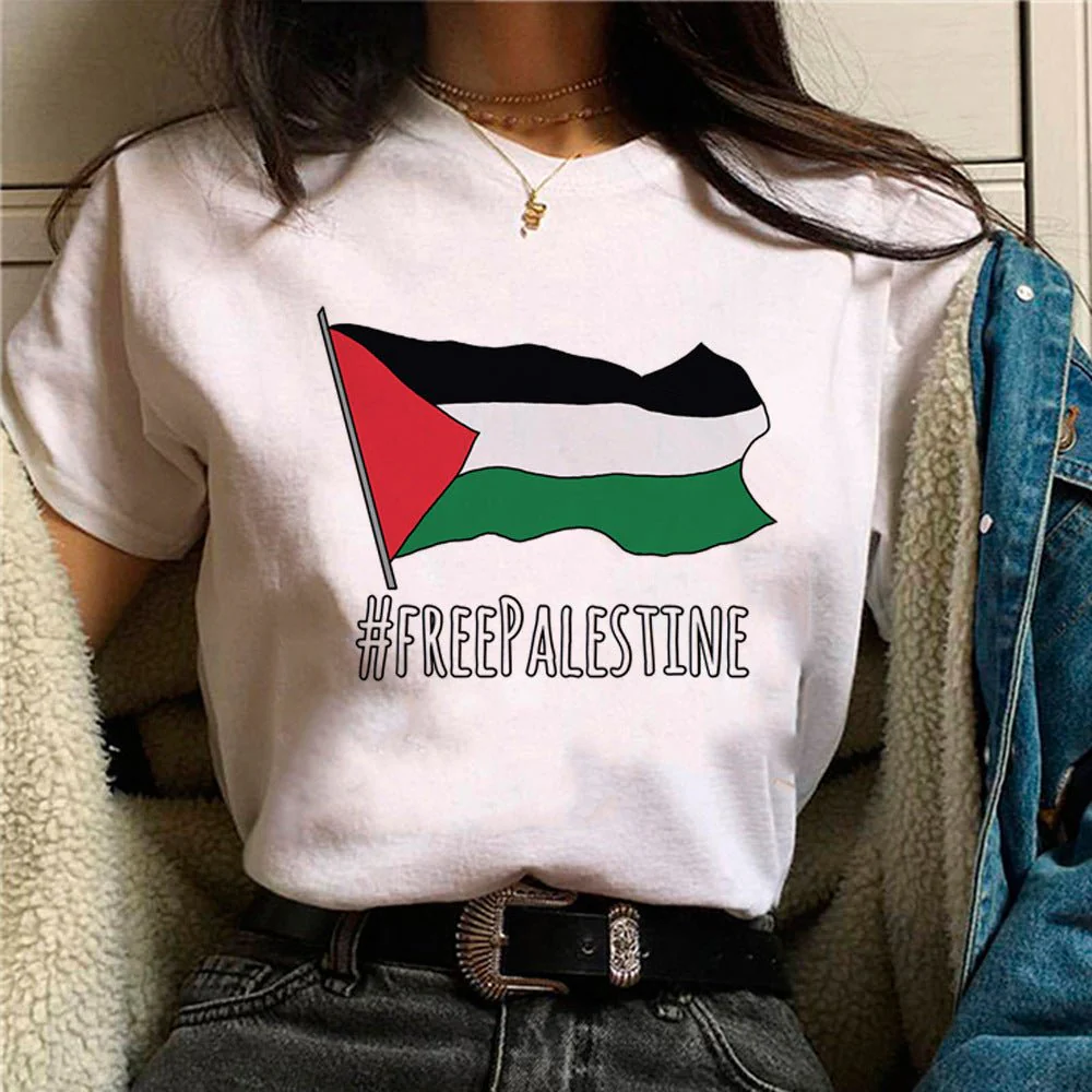 MS034 Free Palestine Printed Casual T-shirt - Image 13