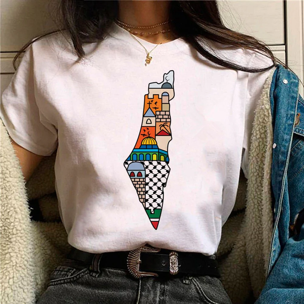 MS034 Free Palestine Printed Casual T-shirt - Image 14