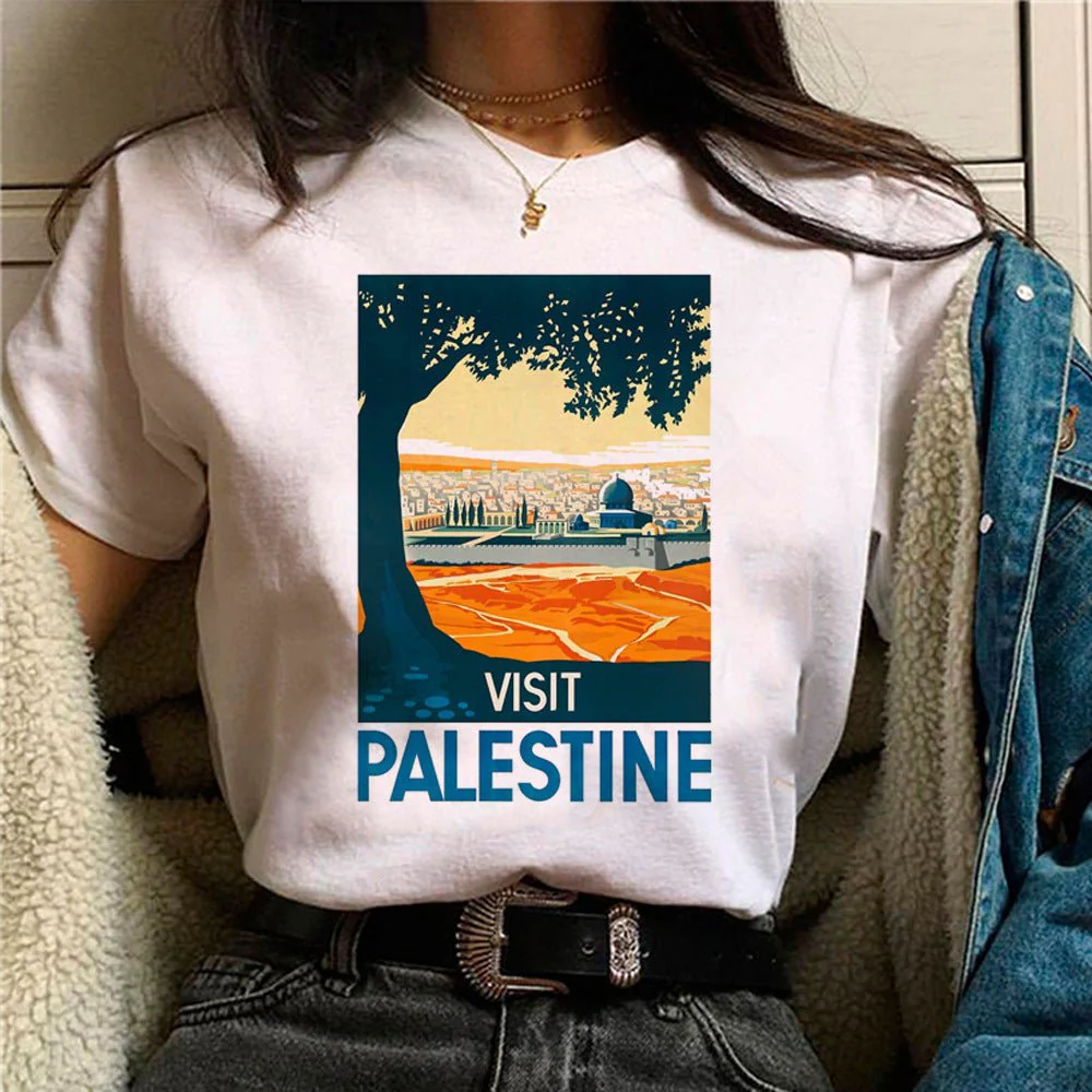 MS034 Free Palestine Printed Casual T-shirt - Image 8