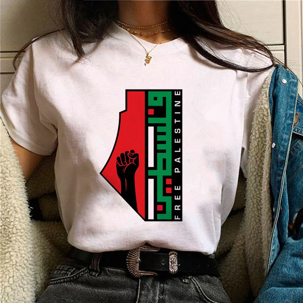 MS034 Free Palestine Printed Casual T-shirt - Image 9