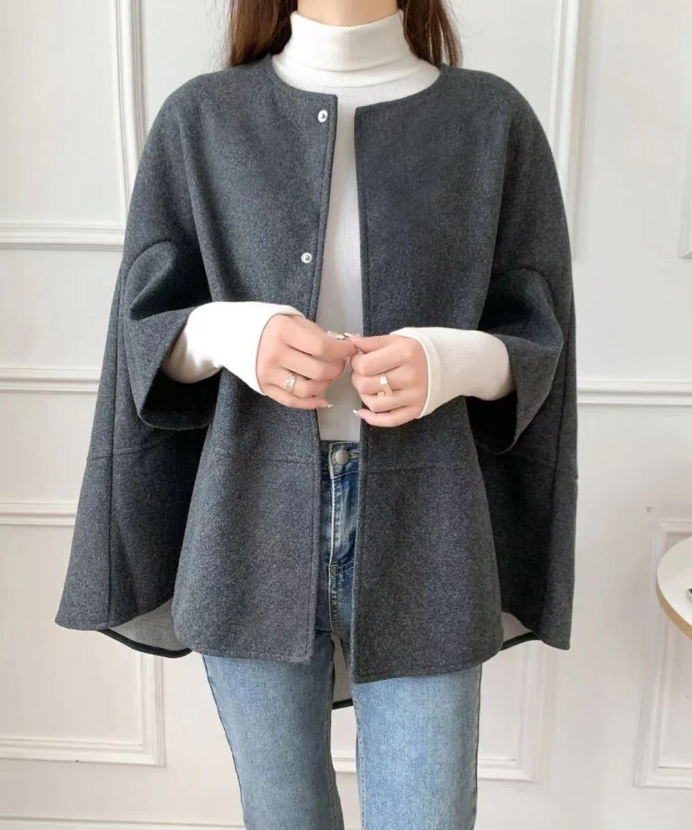 Cloak Cape Tweed Coat (MS059) - Image 10