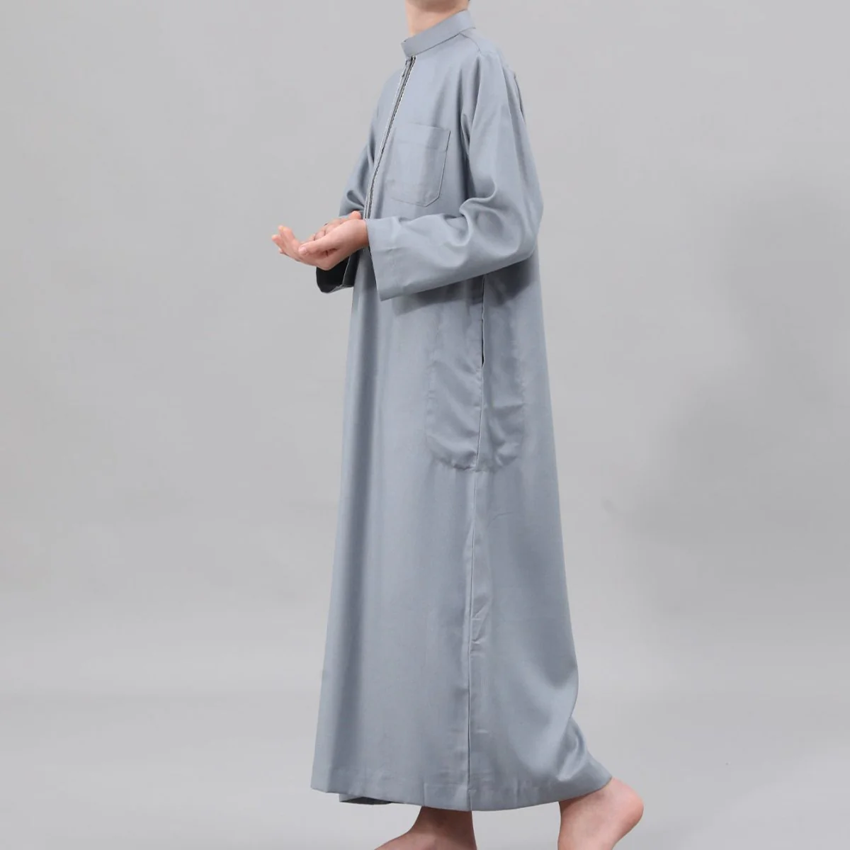 Muslim Boys Embroidered Thobe with Pockets (MKB013) - Image 16