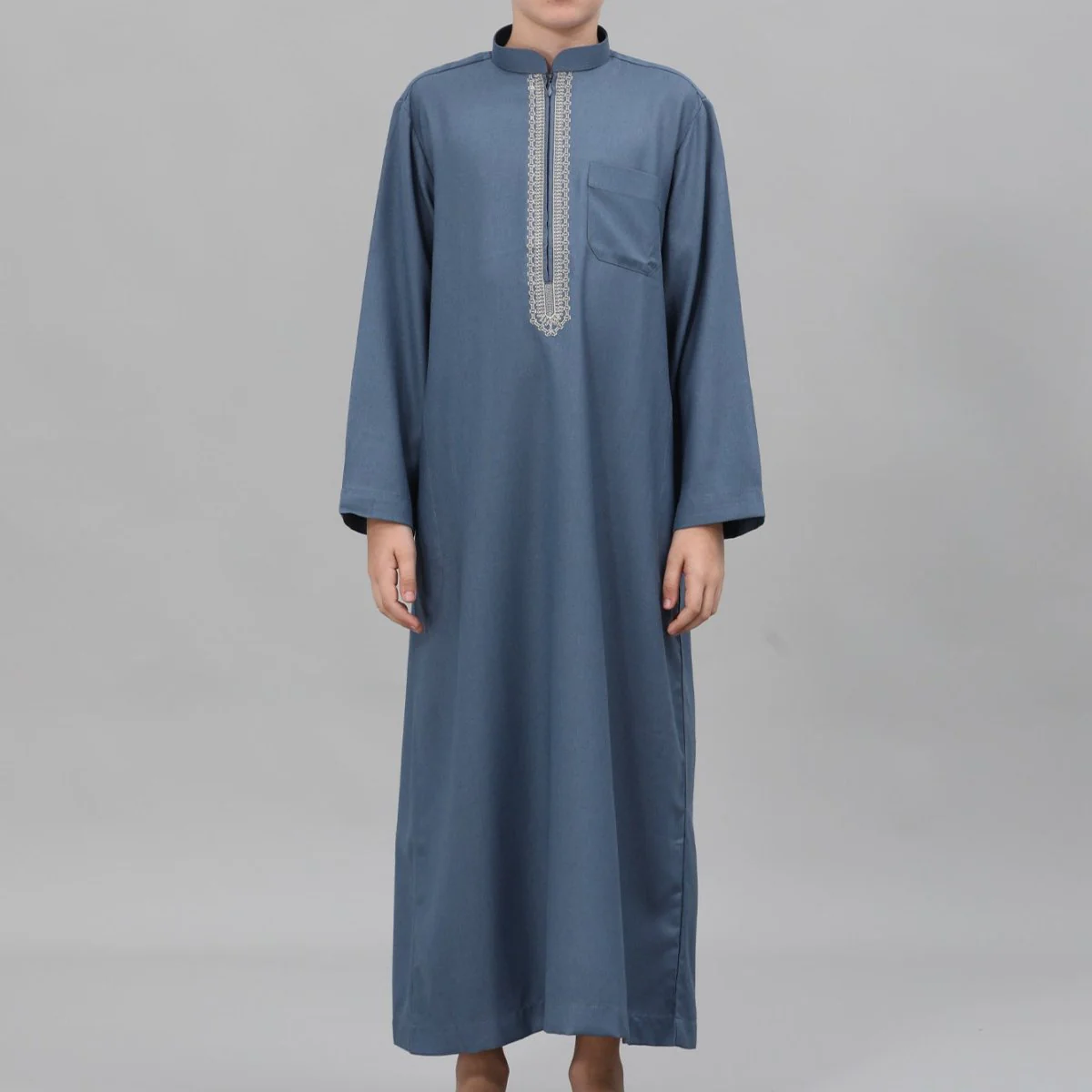 Muslim Boys Embroidered Thobe with Pockets (MKB013) - Image 21