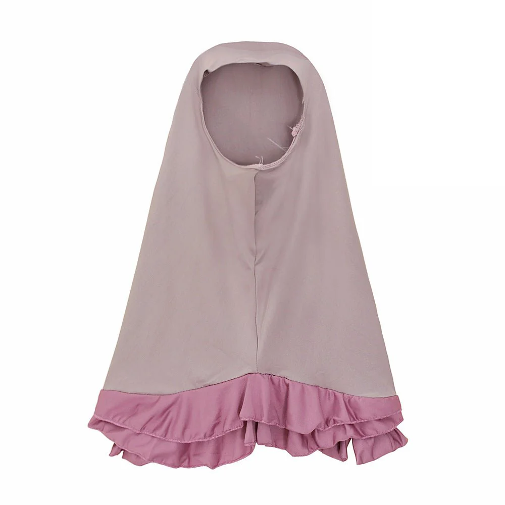Muslim Girls Dress & Bow Hijab Set with Ruffle Trim (MKG026) - Image 10