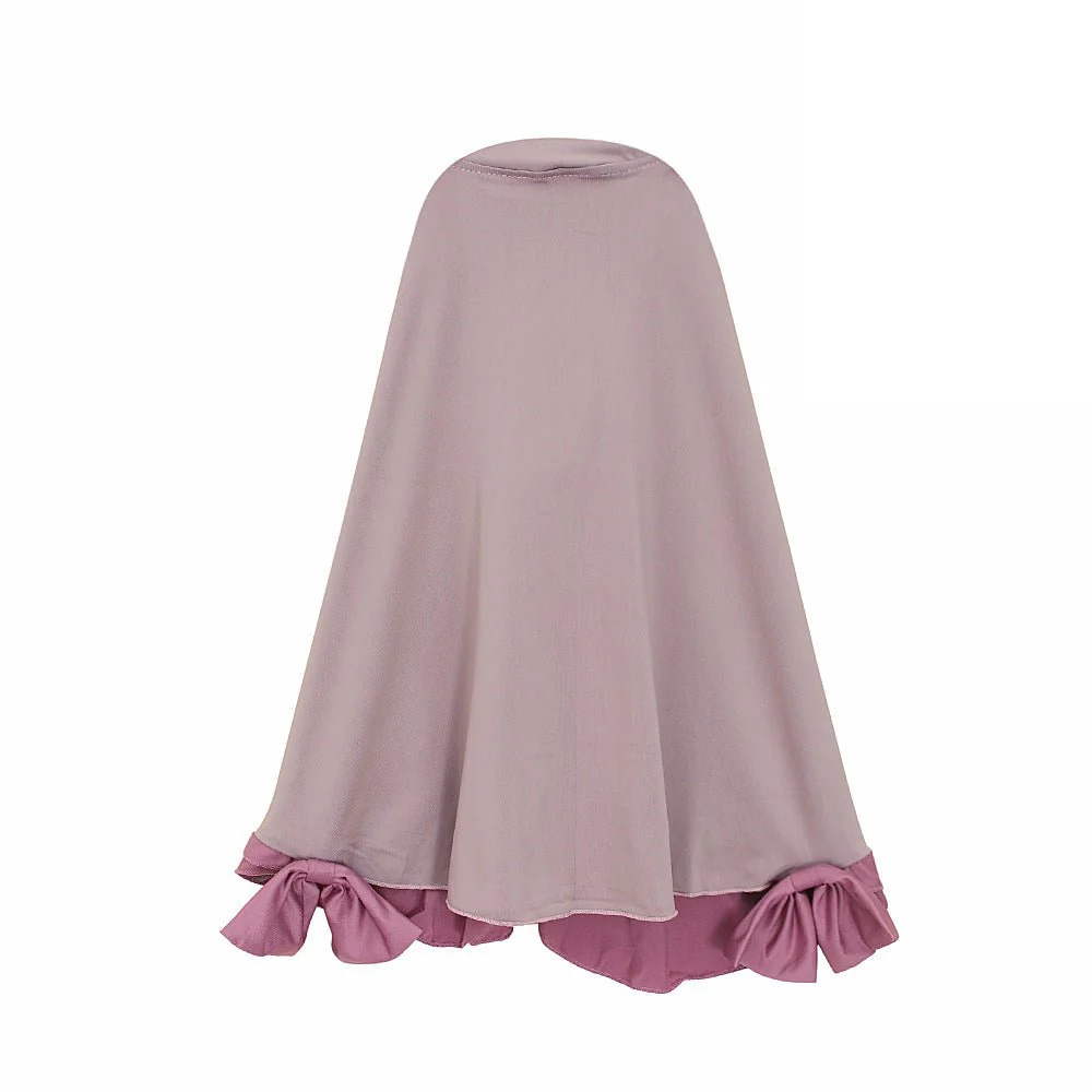 Muslim Girls Dress & Bow Hijab Set with Ruffle Trim (MKG026) - Image 11