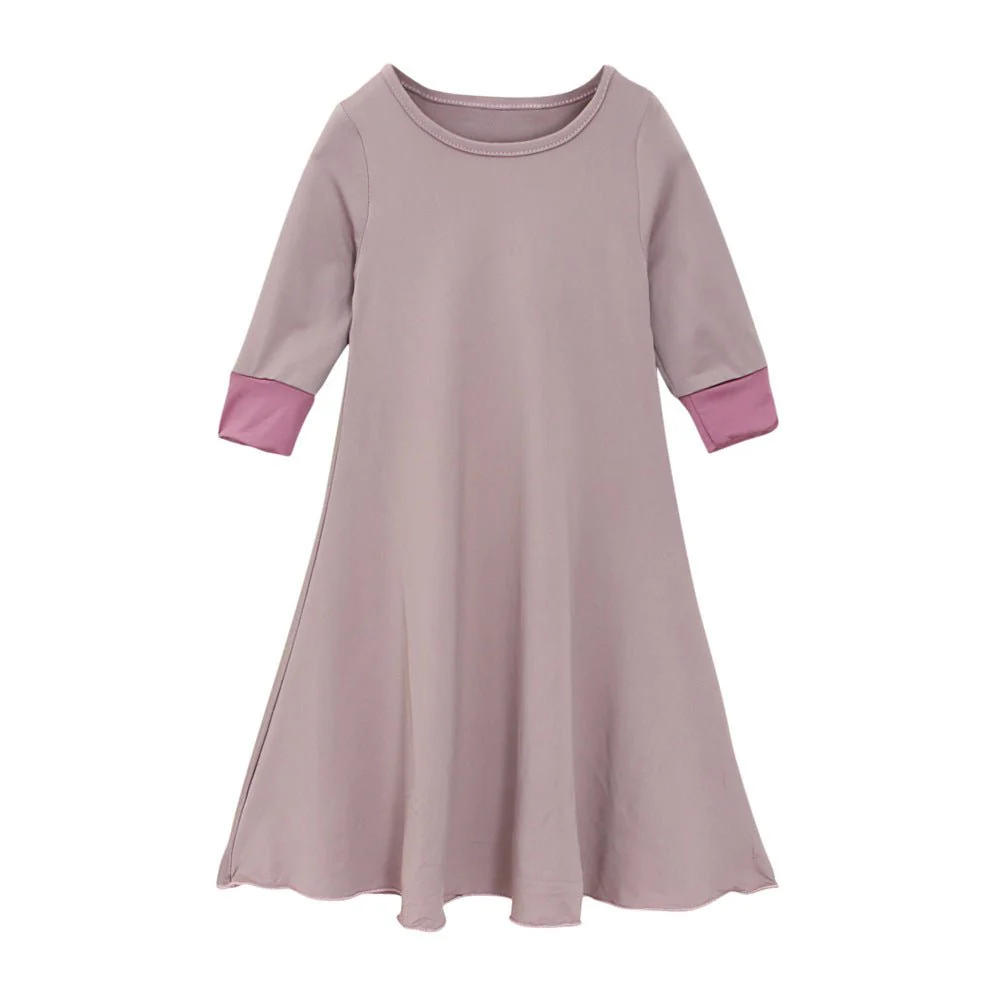 Muslim Girls Dress & Bow Hijab Set with Ruffle Trim (MKG026) - Image 12