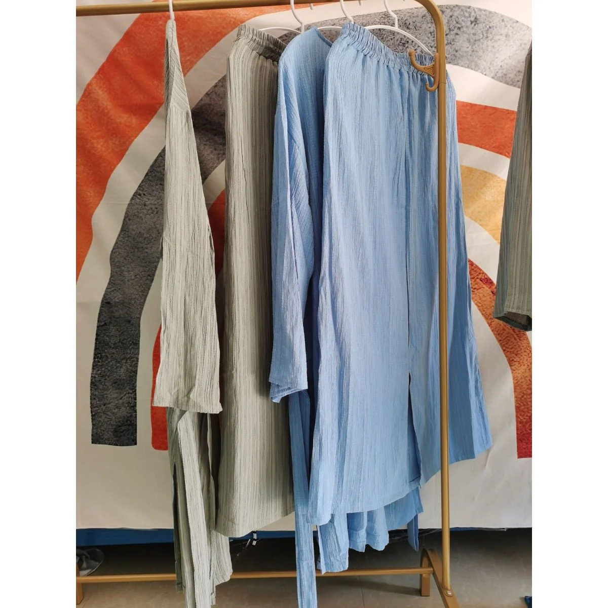 Muslim Modest Fashion Wrinkle-Texture Robe Skirt Set(MS103) - Image 8
