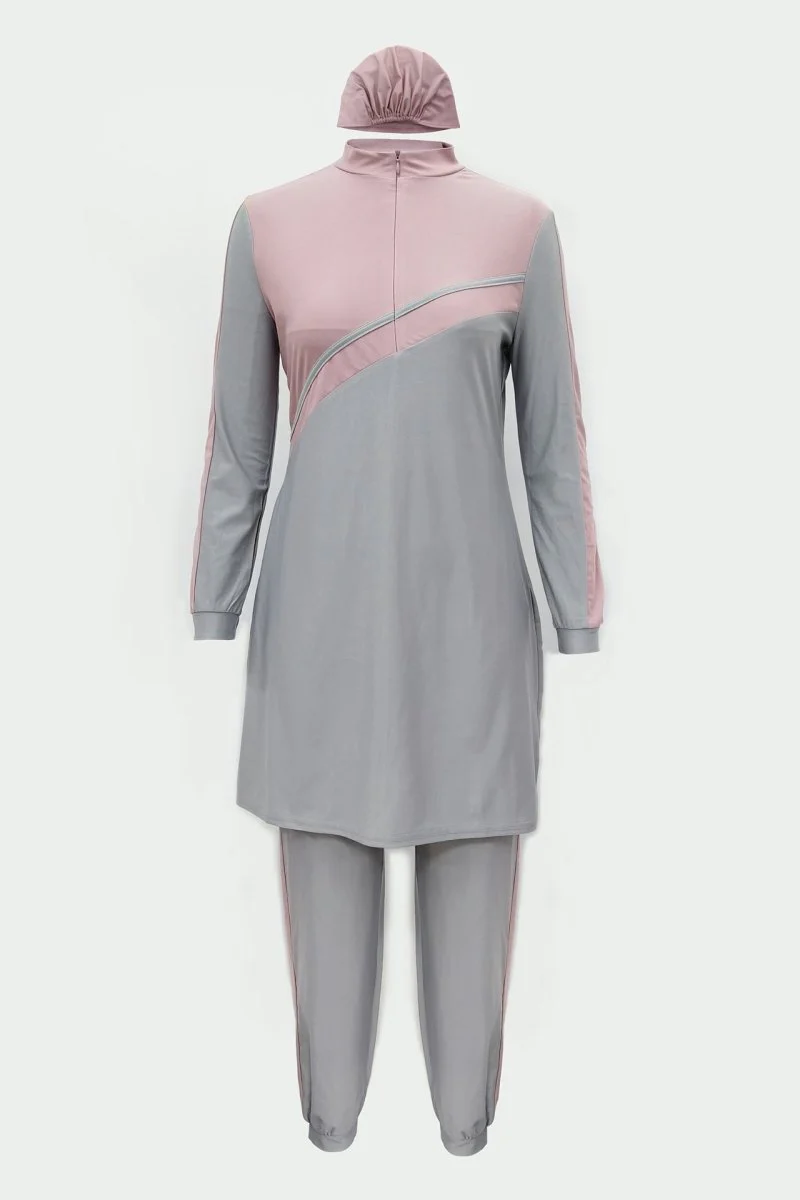Muslim Women Swimming Suit With Headscarf & Pants, Long Sleeve Burkini Swim Suit (MB016) - Image 6