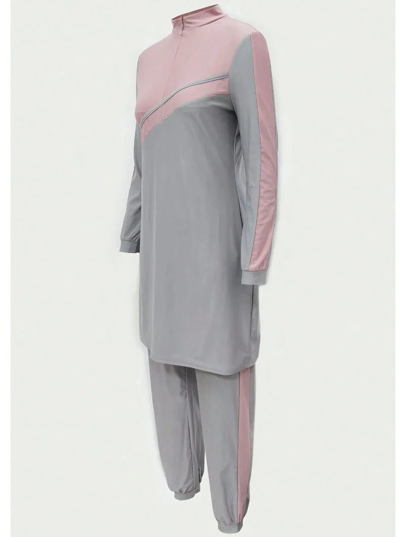 Muslim Women Swimming Suit With Headscarf & Pants, Long Sleeve Burkini Swim Suit (MB016) - Image 7