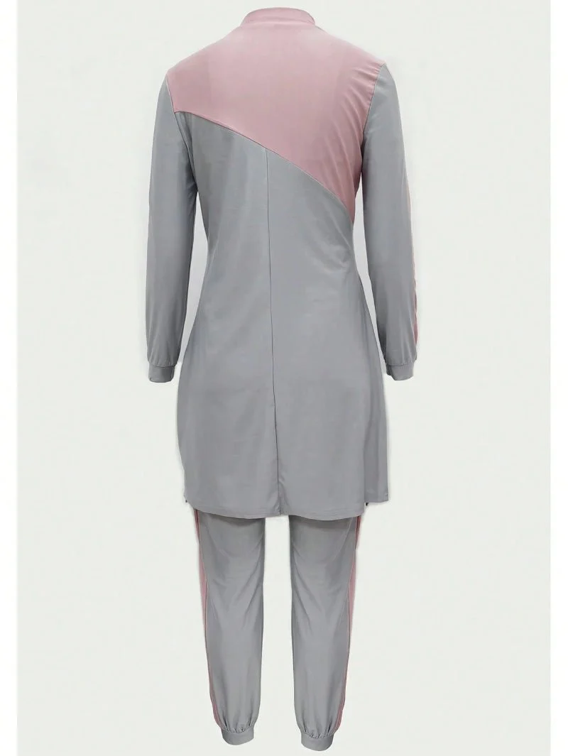Muslim Women Swimming Suit With Headscarf & Pants, Long Sleeve Burkini Swim Suit (MB016) - Image 8